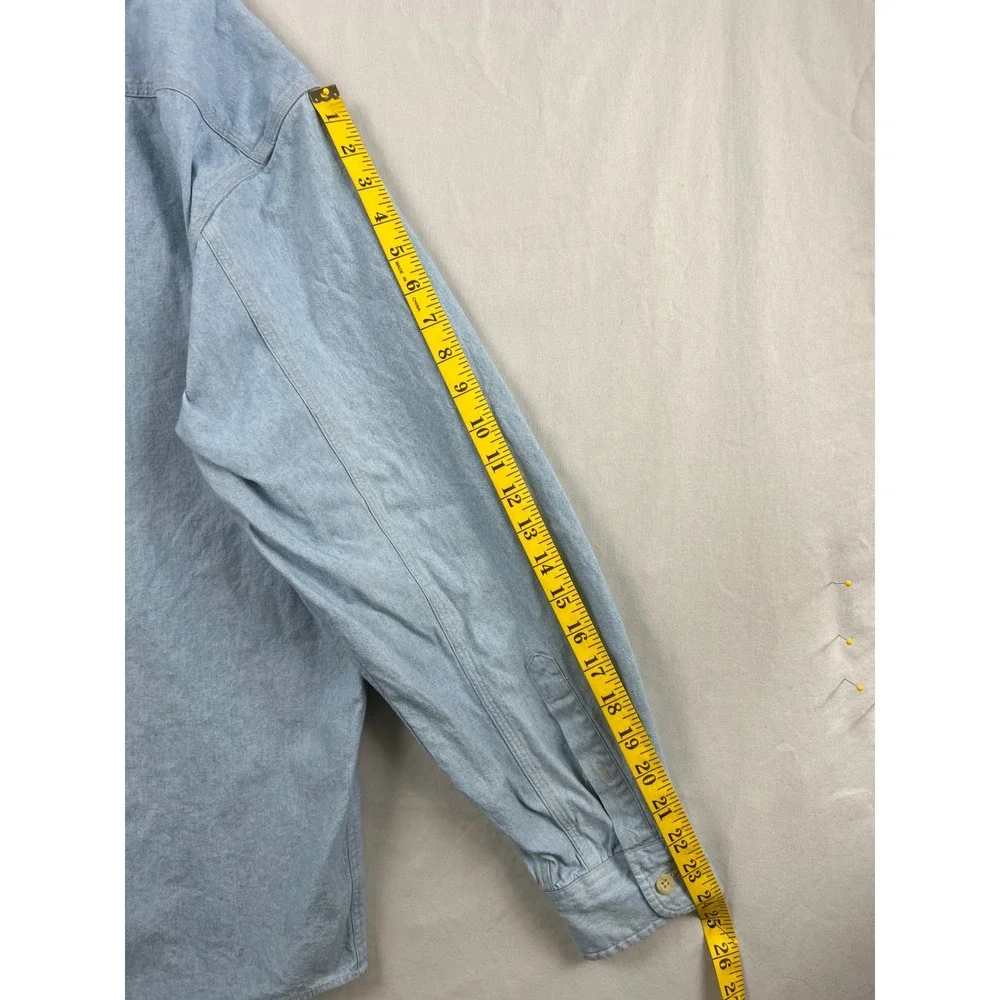 Banana Republic Denim Shirt Mens XL Light Blue Vintage Safari Travel Cotton Long